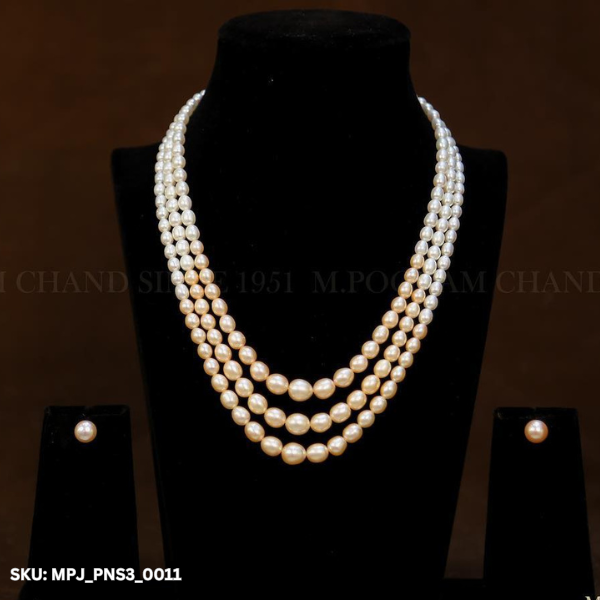Three Line Pearl Necklace