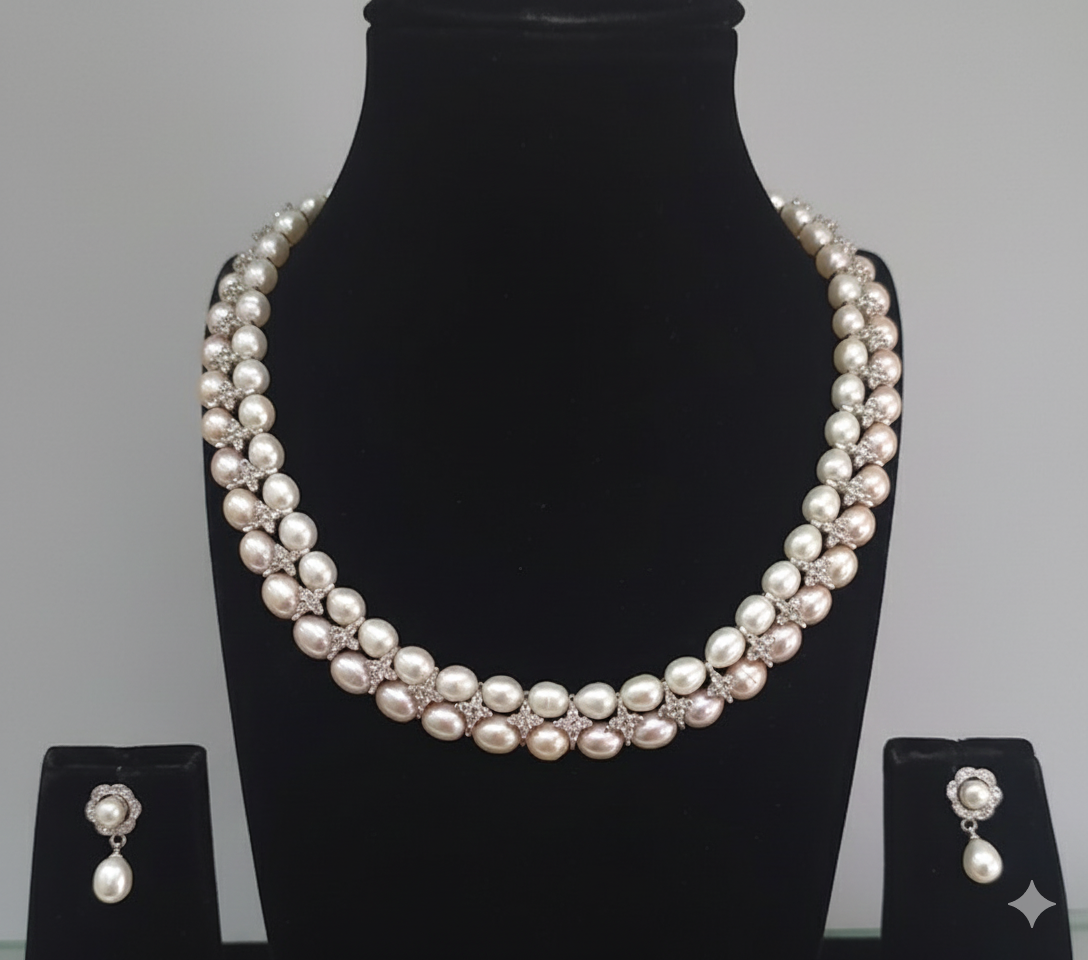 Two Line Pearl Necklace