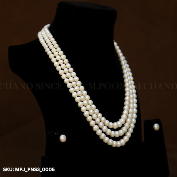 Three Line Pearl Necklace_0005